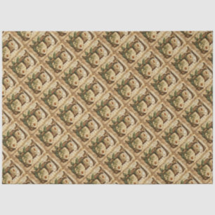 Monogram Initial Letter E Vintage Daisy Drawing Tissue Paper