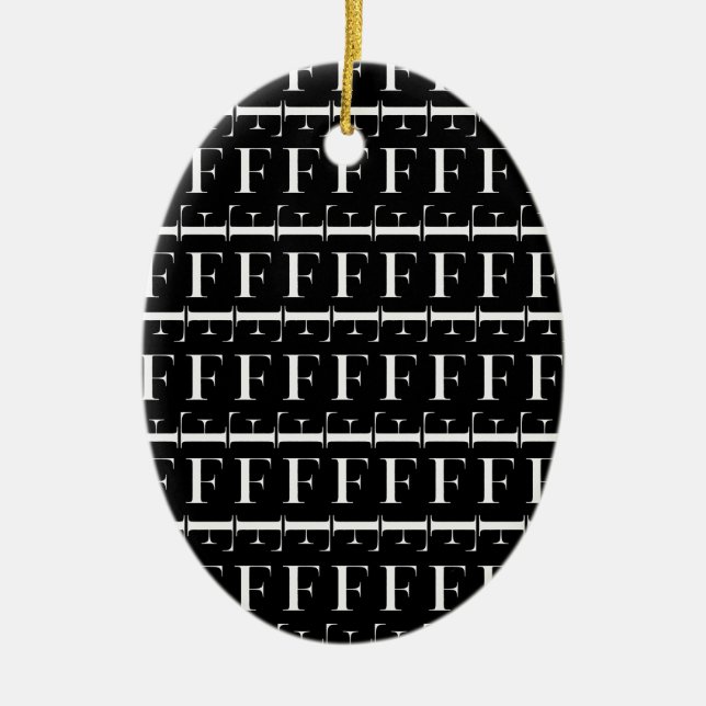 Monogram Initial Letter F Ceramic Tree Decoration (Front)