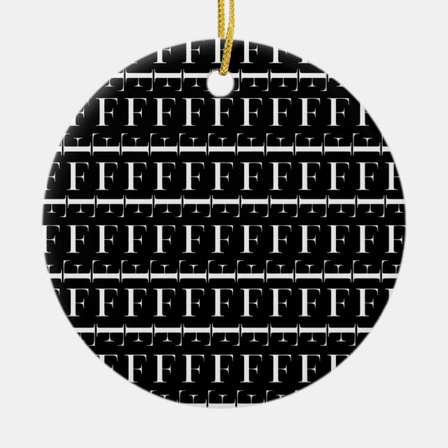 Monogram Initial Letter F, Choose Background Ceramic Tree Decoration (Front)