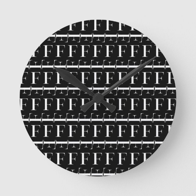 Monogram Initial Letter F, Choose Background Colou Round Clock (Front)