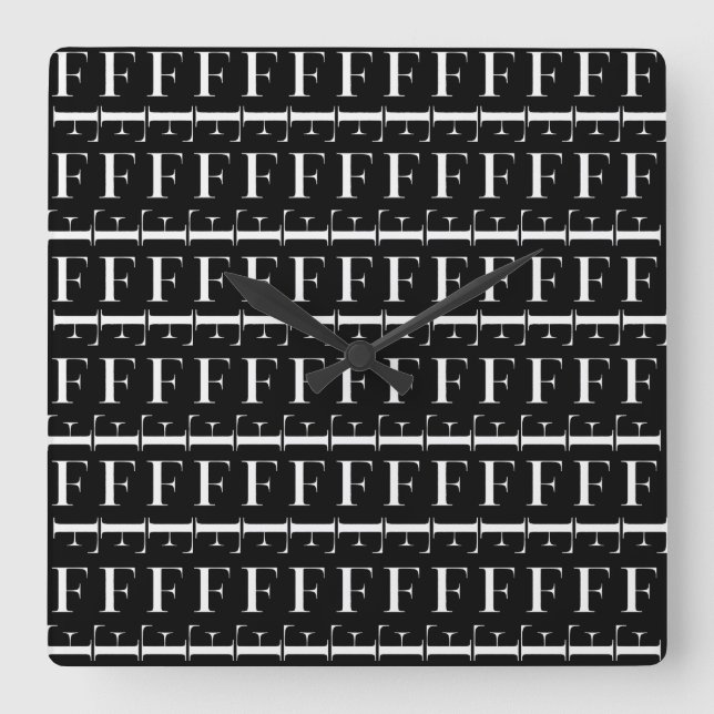 Monogram Initial Letter F, Choose Background Colou Square Wall Clock (Front)