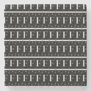 Monogram Initial Letter F, Choose Background Colou Stone Coaster