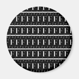 Monogram Initial Letter F, Choose Background Magnet