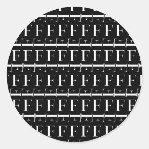 Monogram Initial Letter F Classic Round Sticker
