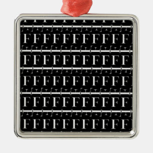 Monogram Initial Letter F Metal Tree Decoration