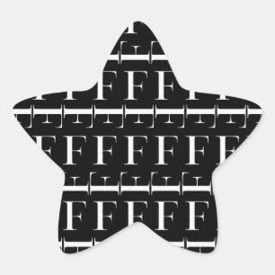 Monogram Initial Letter F Star Sticker