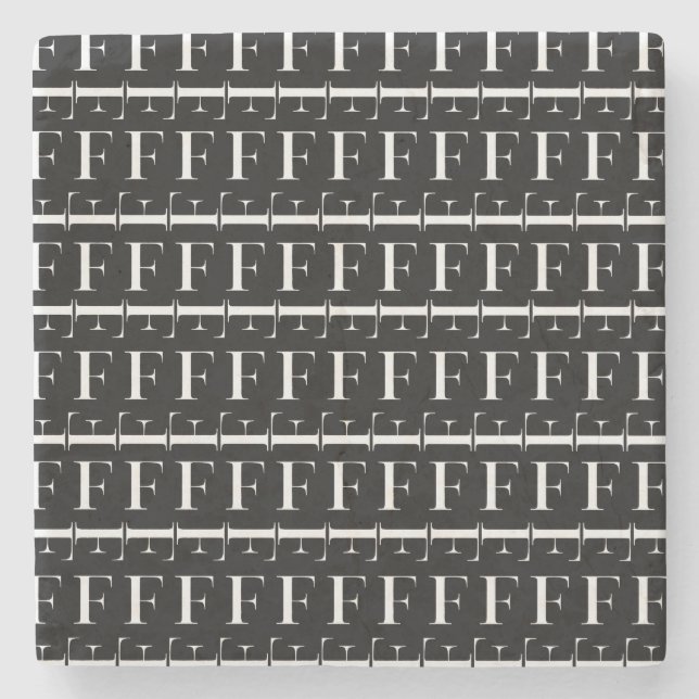 Monogram Initial Letter F Stone Coaster (Front)