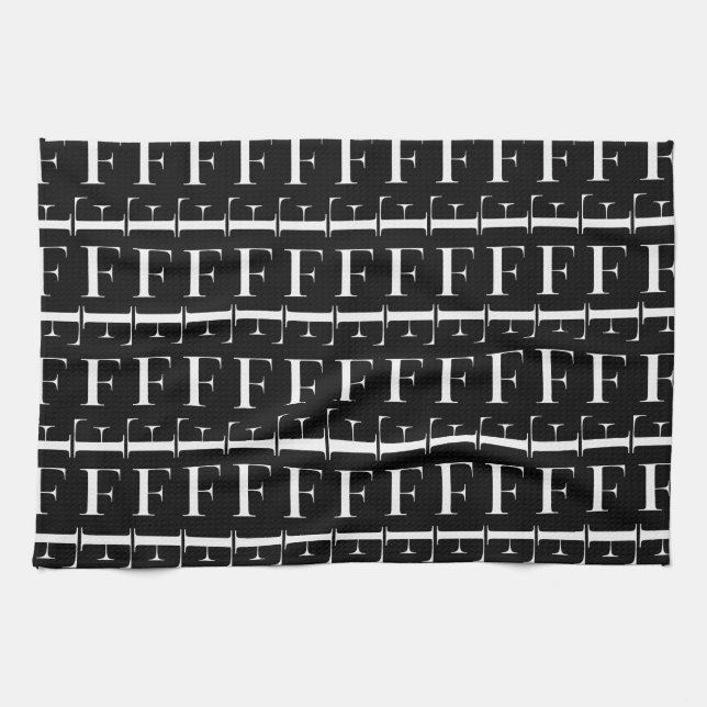 Monogram Initial Letter F Tea Towel (Horizontal)