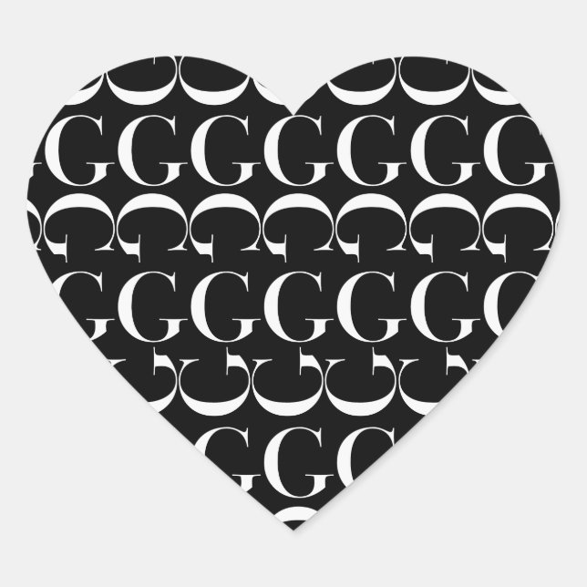Monogram Initial Letter G Heart Sticker (Front)