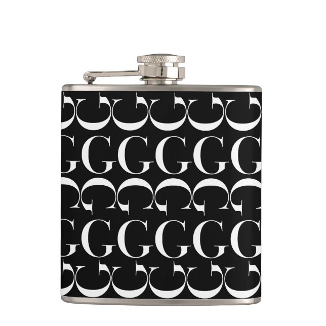 Monogram Initial Letter G Hip Flask (Front)