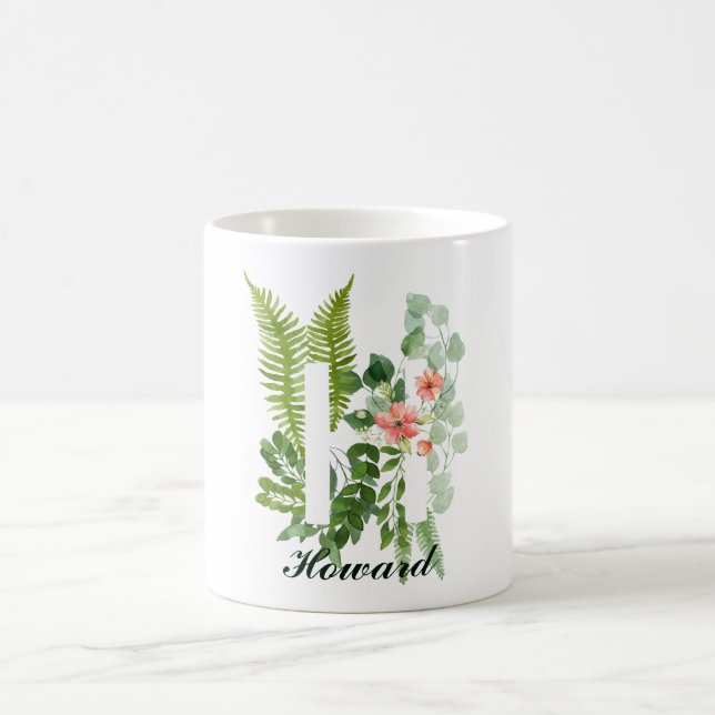 Monogram Initial Letter H | Modern Custom Name Coffee Mug (Center)