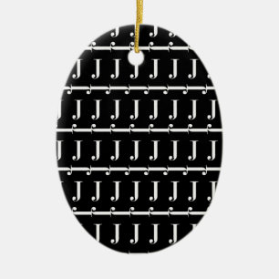 Monogram Initial Letter J Ceramic Tree Decoration
