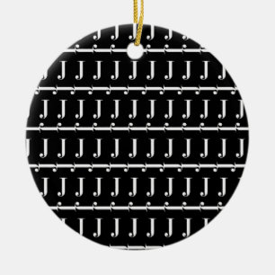 Monogram Initial Letter J, Choose Background Color Ceramic Tree Decoration