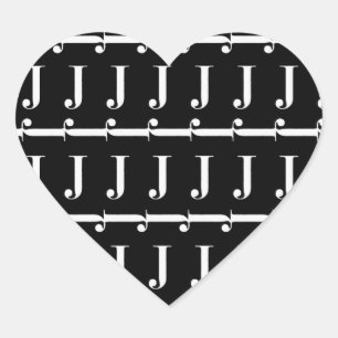 Monogram Initial Letter J Heart Sticker