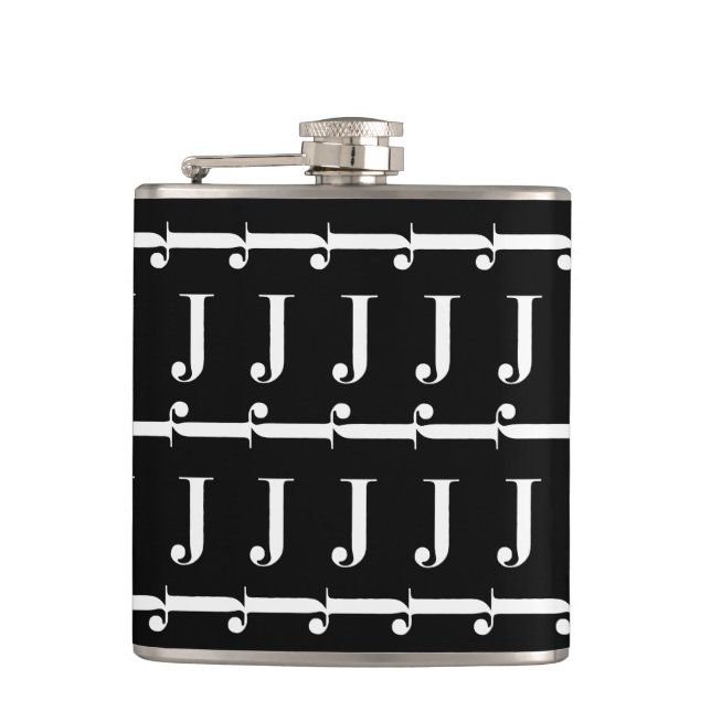 Monogram Initial Letter J Hip Flask (Front)