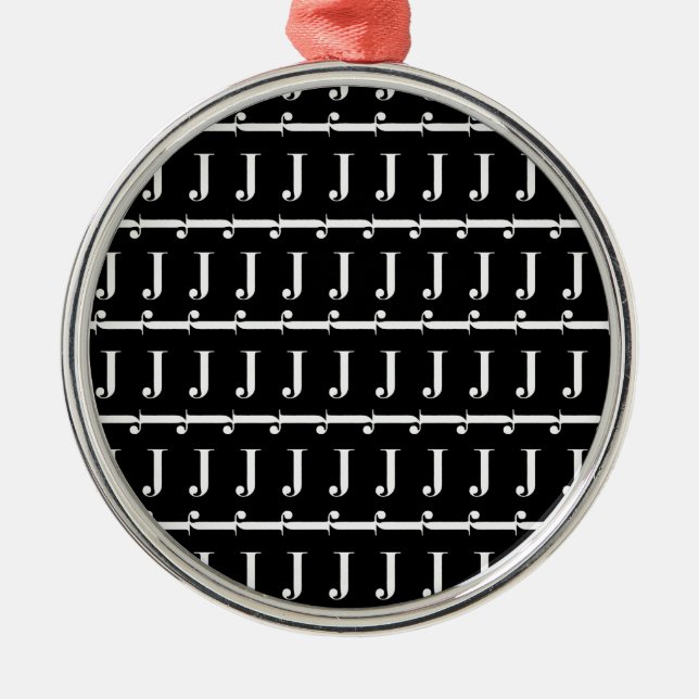 Monogram Initial Letter J Metal Tree Decoration (Front)