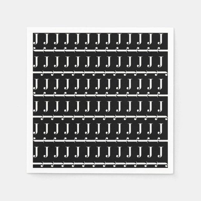 Monogram Initial Letter J Napkin (Front)