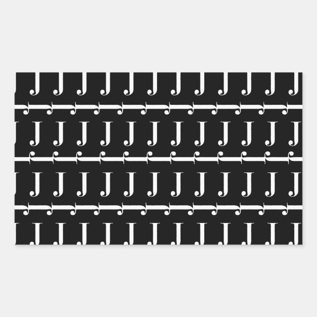 Monogram Initial Letter J Rectangular Sticker (Front)