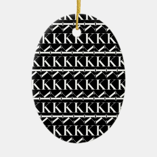 Monogram Initial Letter K Ceramic Tree Decoration (Front)