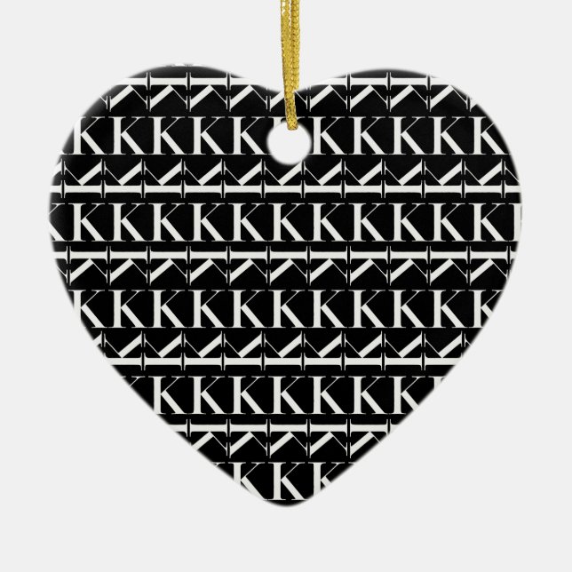 Monogram Initial Letter K, Choose Background Ceramic Tree Decoration (Front)