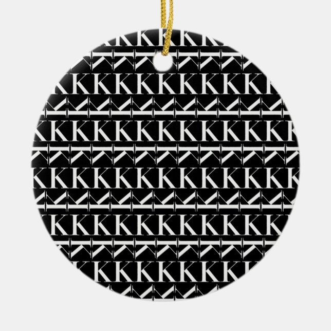 Monogram Initial Letter K, Choose Background Ceramic Tree Decoration (Front)