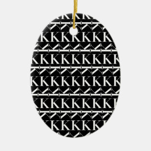 Monogram Initial Letter K, Choose Background Ceramic Tree Decoration