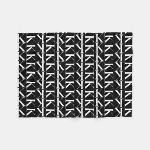 Monogram Initial Letter K, Choose Background Colou Fleece Blanket