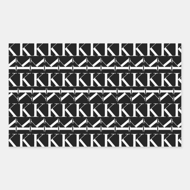 Monogram Initial Letter K Rectangular Sticker (Front)