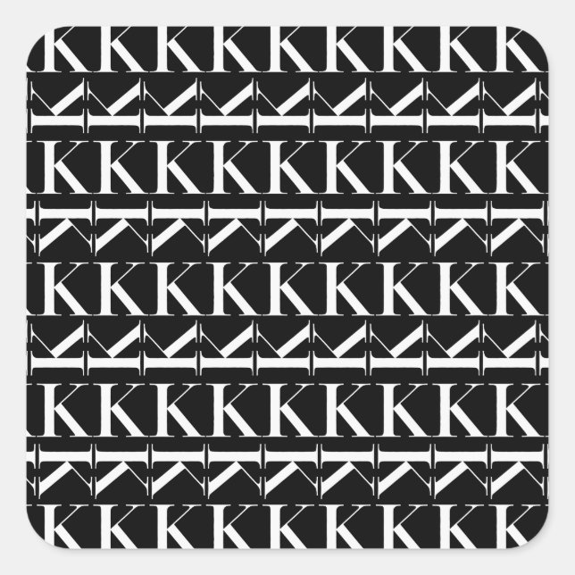 Monogram Initial Letter K Square Sticker (Front)