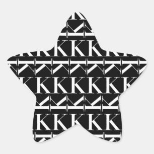 Monogram Initial Letter K Star Sticker