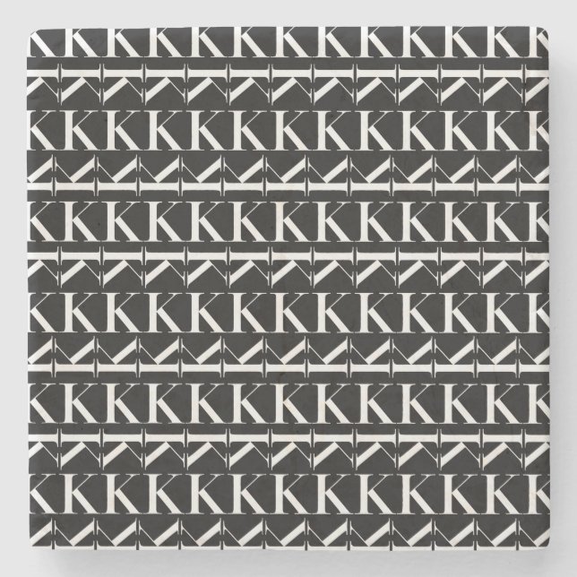 Monogram Initial Letter K Stone Coaster (Front)