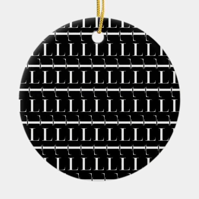 Monogram Initial Letter L Ceramic Tree Decoration (Front)