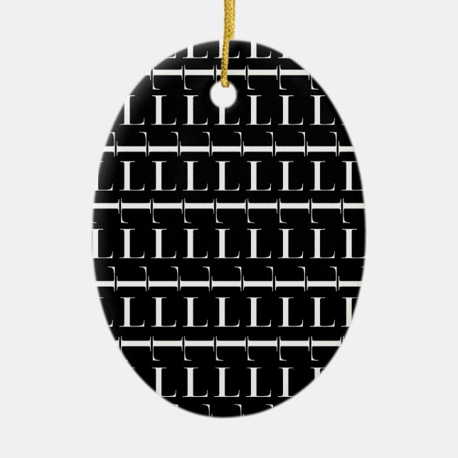 Monogram Initial Letter L Ceramic Tree Decoration (Front)