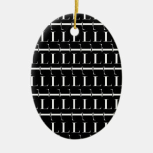 Monogram Initial Letter L, Choose Background Ceramic Tree Decoration
