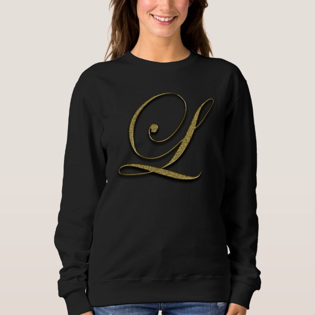 Monogram Initial Letter L Gold Sweatshirt (Front)