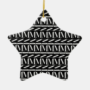 Monogram Initial Letter M Ceramic Tree Decoration