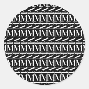 Monogram Initial Letter M, Choose Background Classic Round Sticker