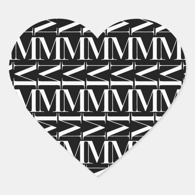 Monogram Initial Letter M Heart Sticker (Front)