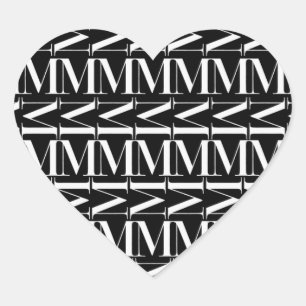 Monogram Initial Letter M Heart Sticker