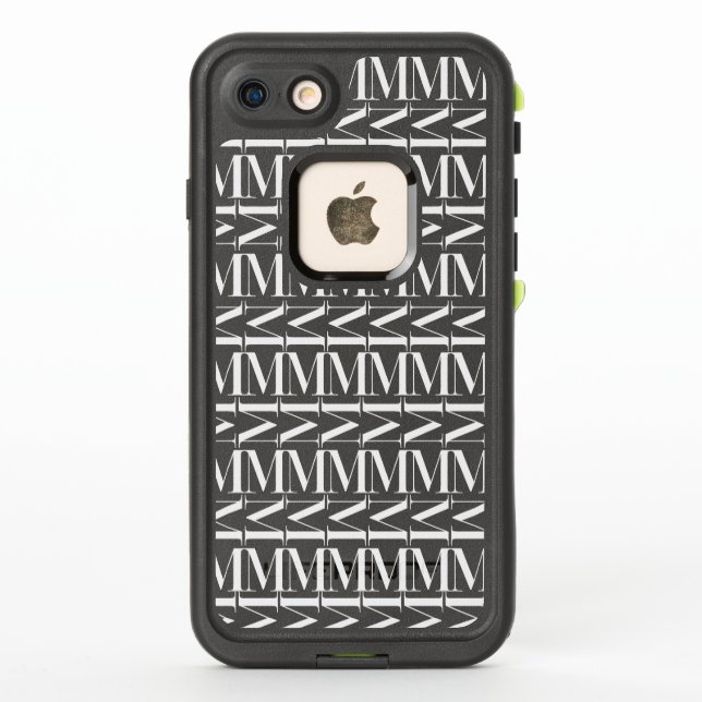 Monogram Initial Letter M LifeProof iPhone Case (Back)