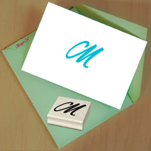 Monogram Initial Letter M Rubber Stamp