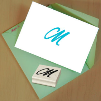 Monogram Initial Letter M Rubber Stamp