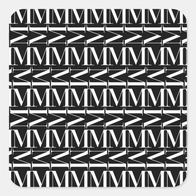 Monogram Initial Letter M Square Sticker (Front)