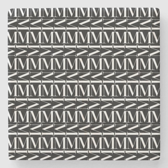 Monogram Initial Letter M Stone Coaster (Front)