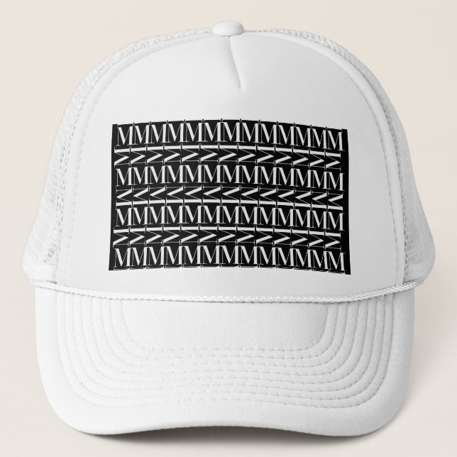 Monogram Initial Letter M Trucker Hat (Front)