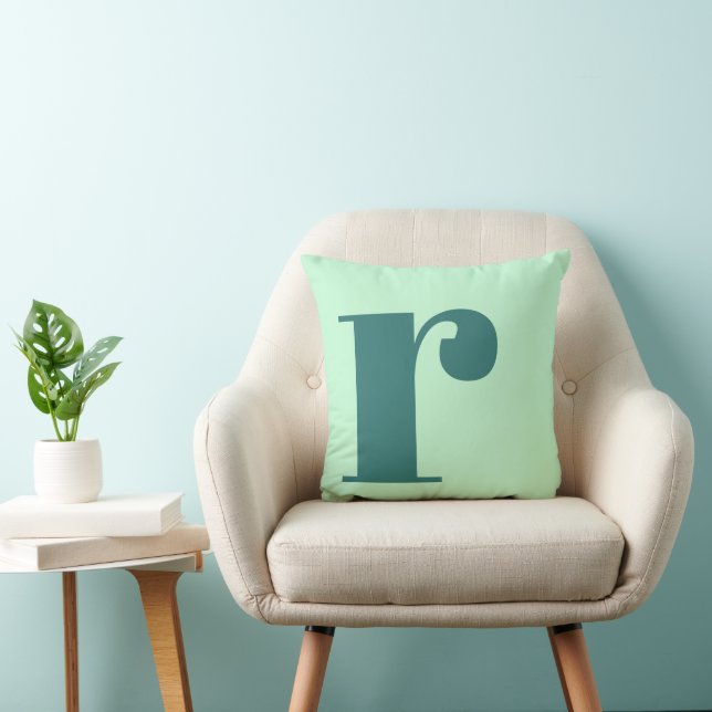 Monogram Initial Letter Mint Green Teal Cushion (Chair)