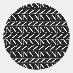 Monogram Initial Letter N Classic Round Sticker