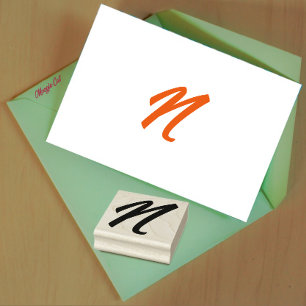 Monogram Initial Letter N Rubber Stamp