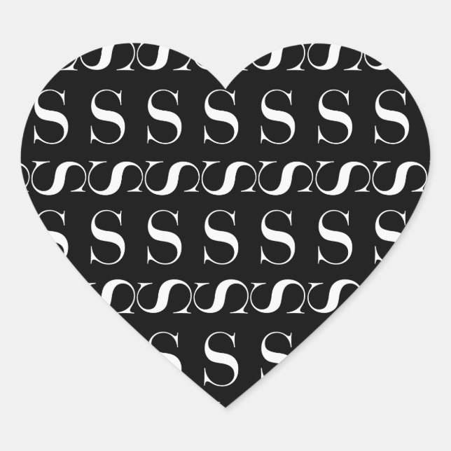 Monogram Initial Letter S Heart Sticker (Front)