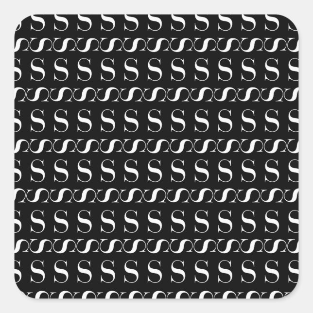 Monogram Initial Letter S Square Sticker (Front)